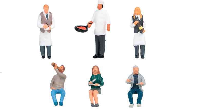 FALLER 151704 — Официанты и посетители ресторана (6 фигурок), 1:87